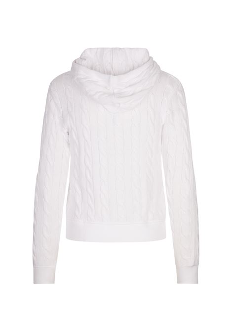 Felpa a Trecce Bianca Con Zip e Cappuccio RALPH LAUREN | 211-959124002